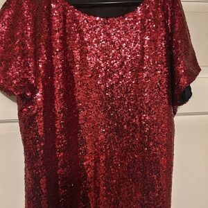 Timeless Naeem Khan Red Sequined Top